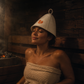Traditional Natural Wool Sauna Hat | Orange